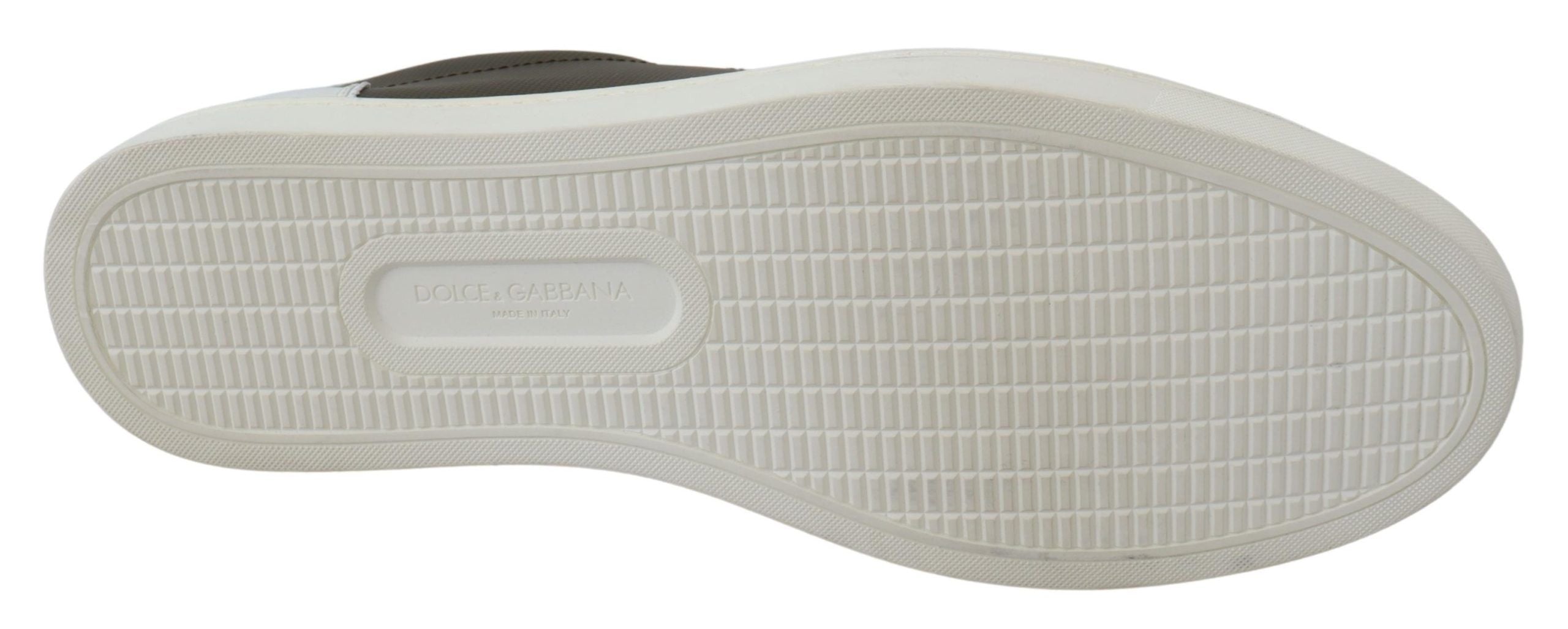 Dolce Gabbana White Green Leather Low Top Sneakers Mens Shoes