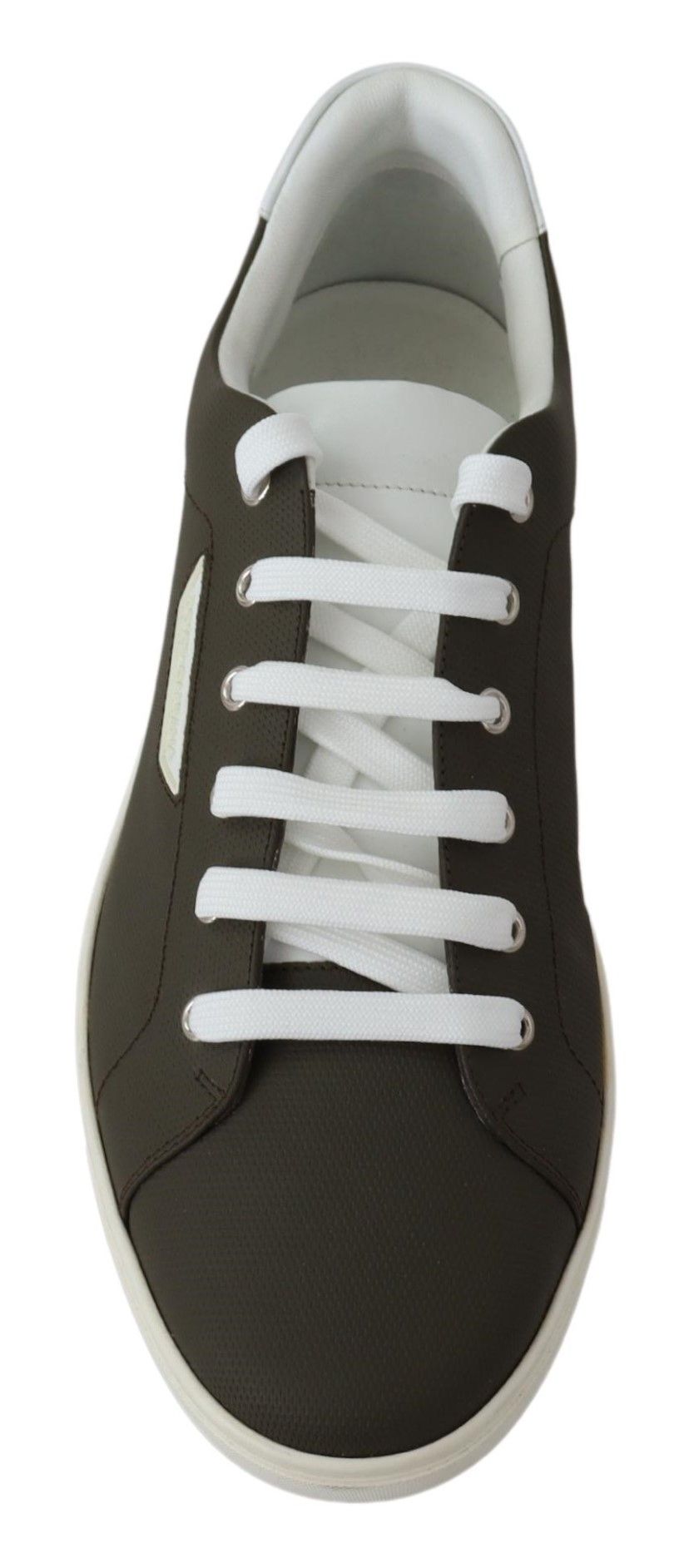 Dolce  Gabbana White Green Leather Low Top Sneakers Mens Shoes