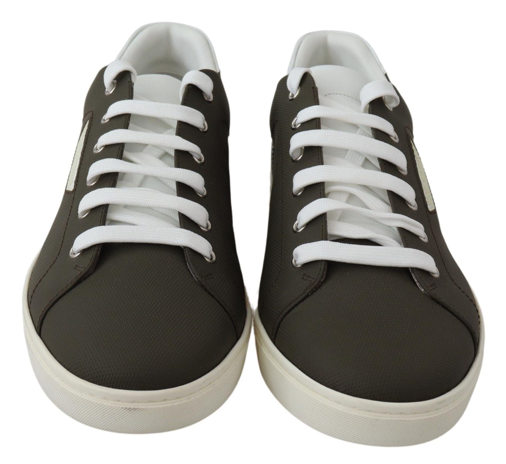 Dolce  Gabbana White Green Leather Low Top Sneakers Mens Shoes