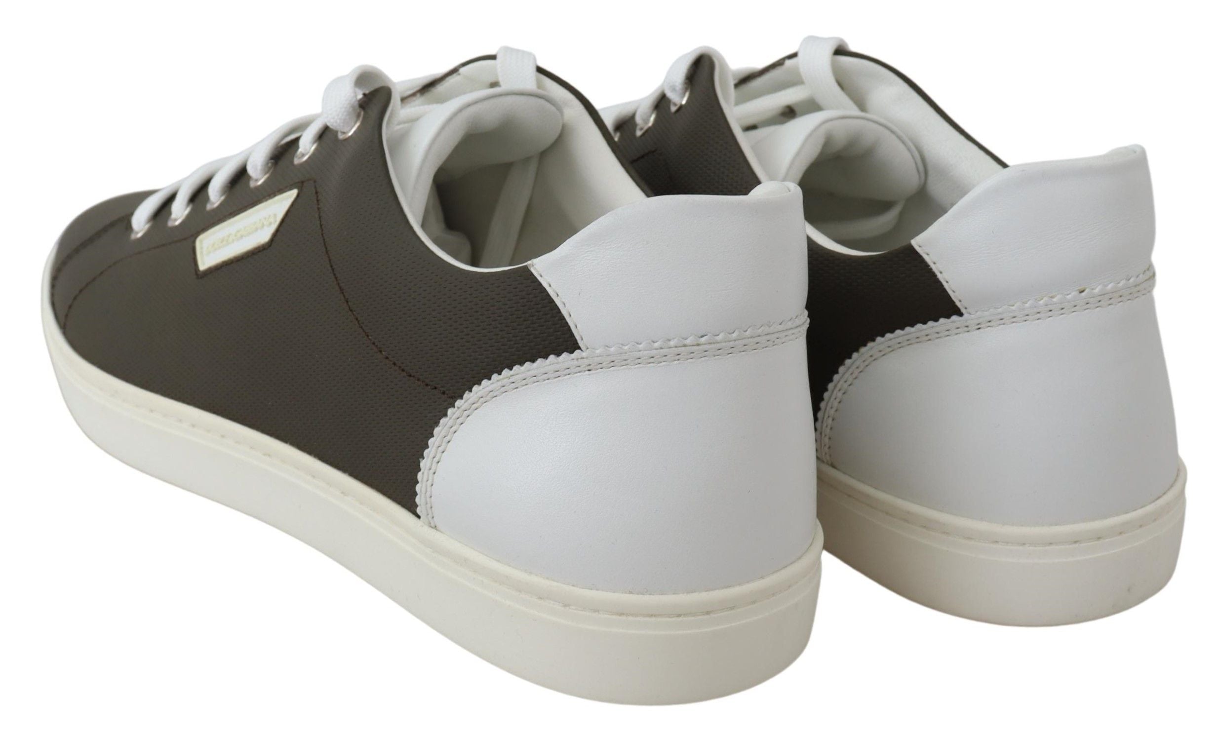 Dolce Gabbana White Green Leather Low Top Sneakers Mens Shoes