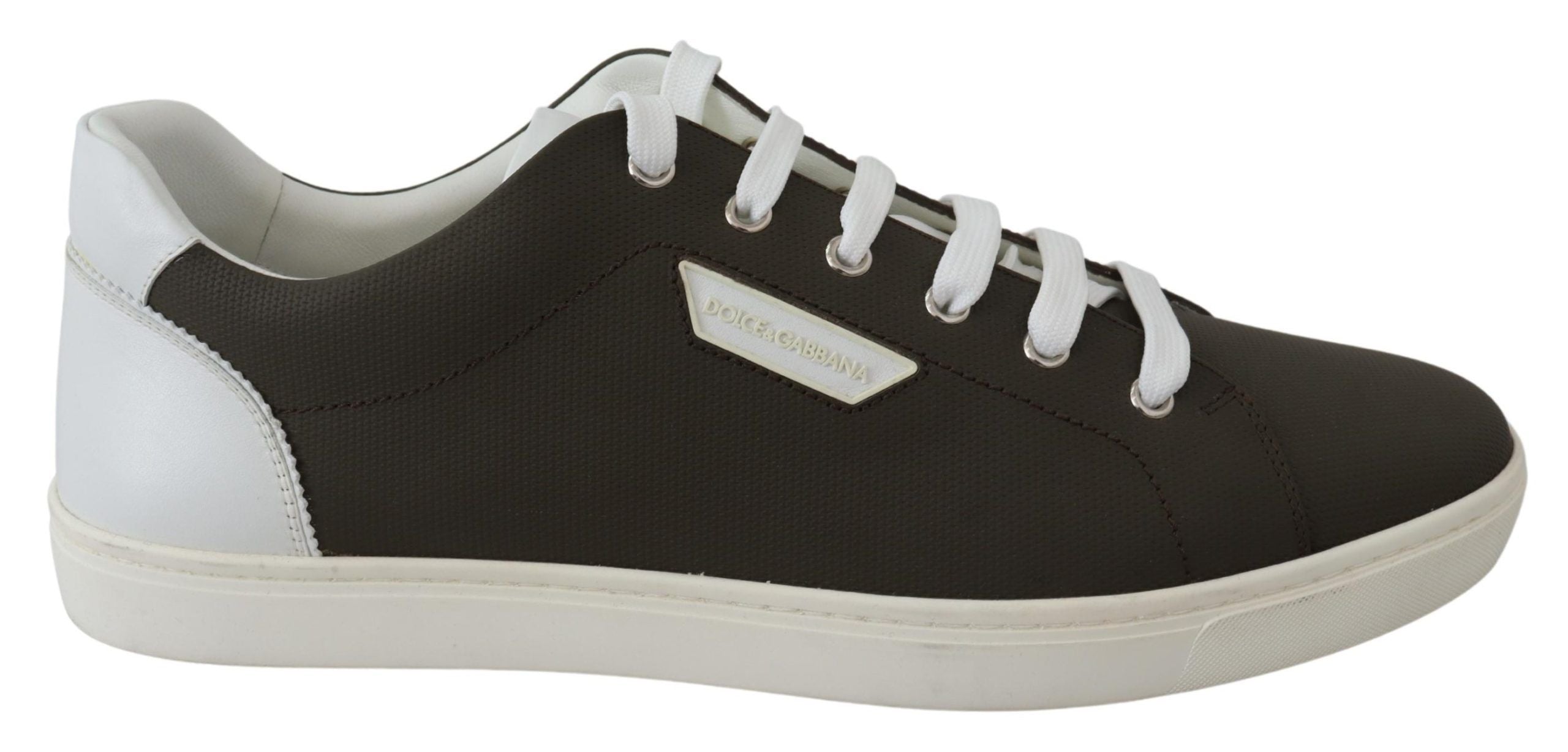 Dolce Gabbana White Green Leather Low Top Sneakers Mens Shoes
