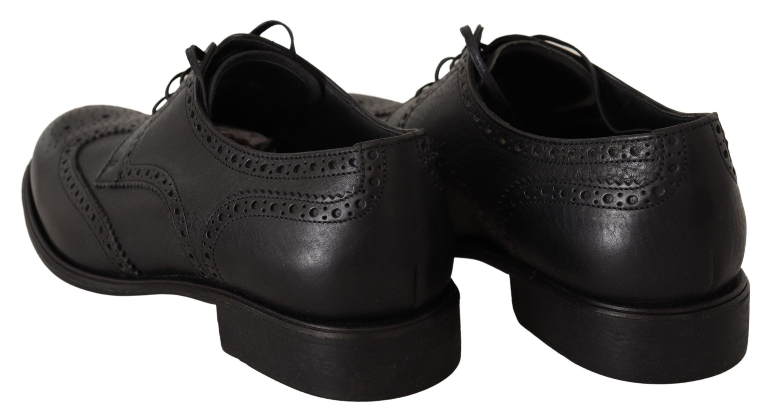 Dolce  Gabbana Black Leather Oxford Wingtip Formal Dress Mens Shoes