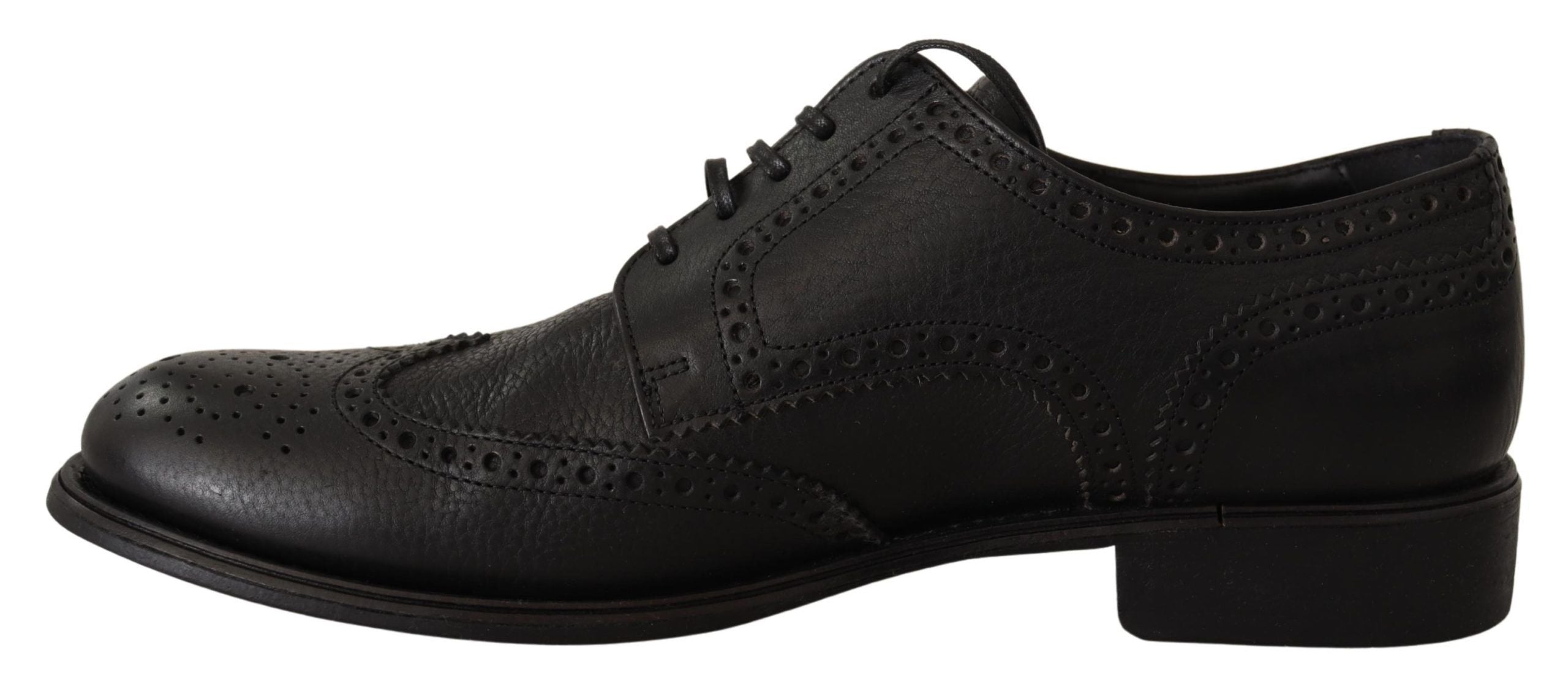 Dolce  Gabbana Black Leather Oxford Wingtip Formal Dress Mens Shoes