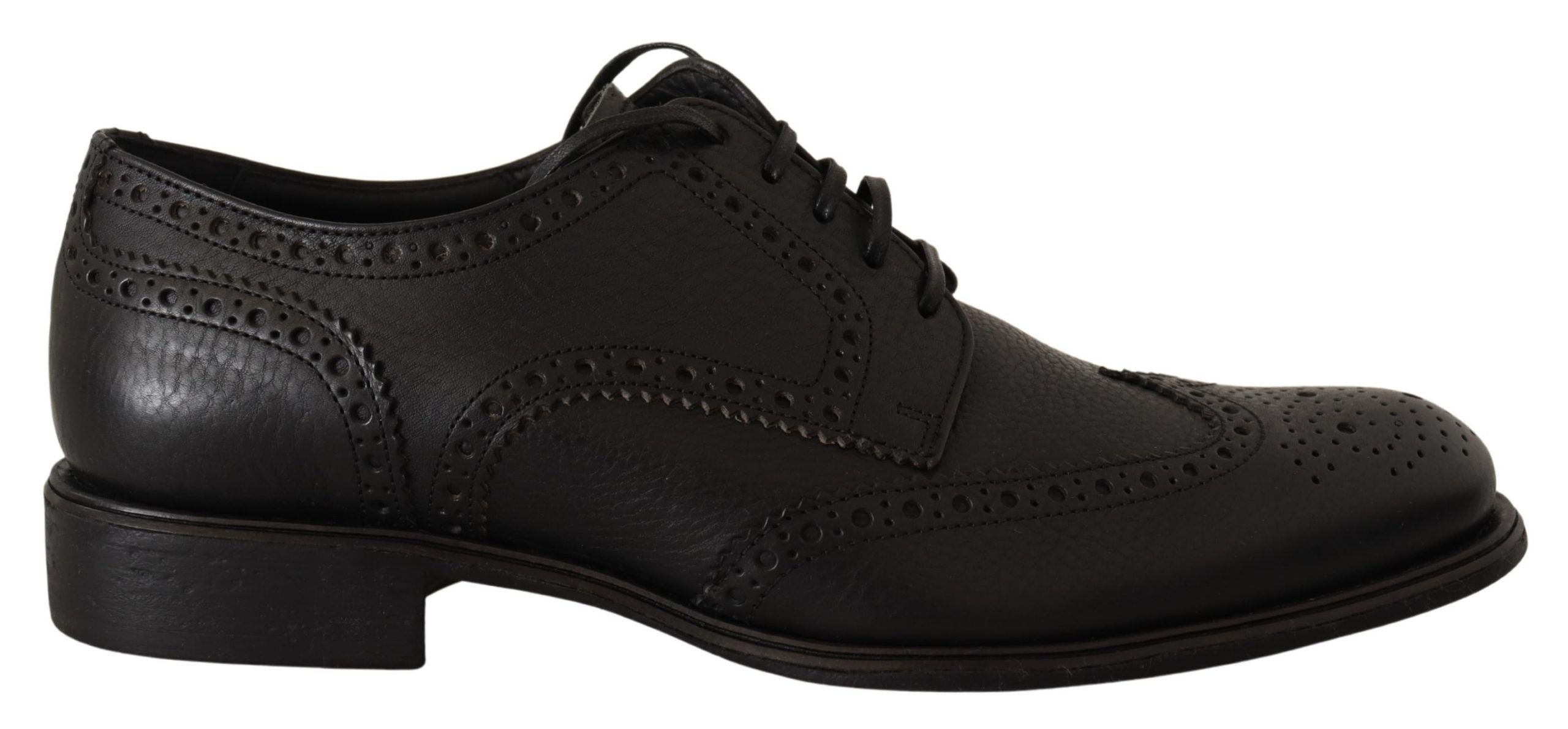 Dolce Gabbana Black Leather Oxford Wingtip Formal Dress Mens Shoes