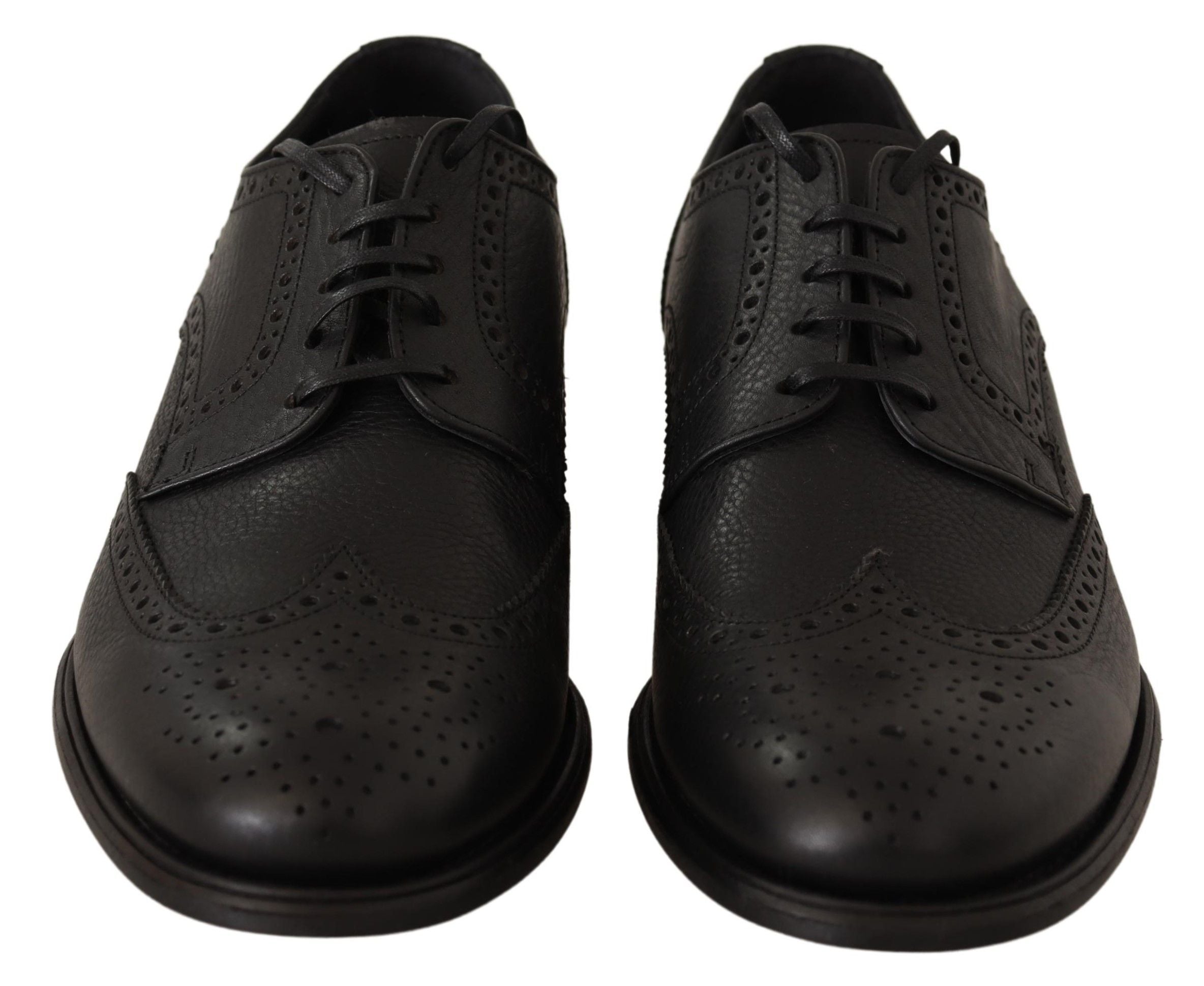 Dolce  Gabbana Black Leather Oxford Wingtip Formal Dress Mens Shoes