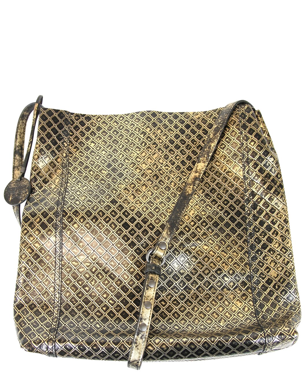 Bottega Veneta Womens Gold / Black Leather Medium Intrecciomirage Messenger Bag 298785 8414
