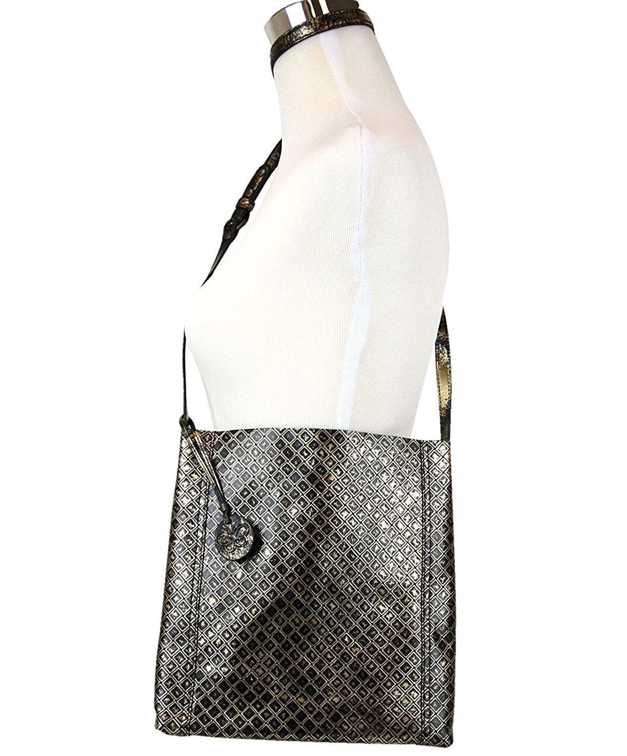 Bottega Veneta Womens Gold / Black Leather Medium Intrecciomirage Messenger Bag 298785 8414