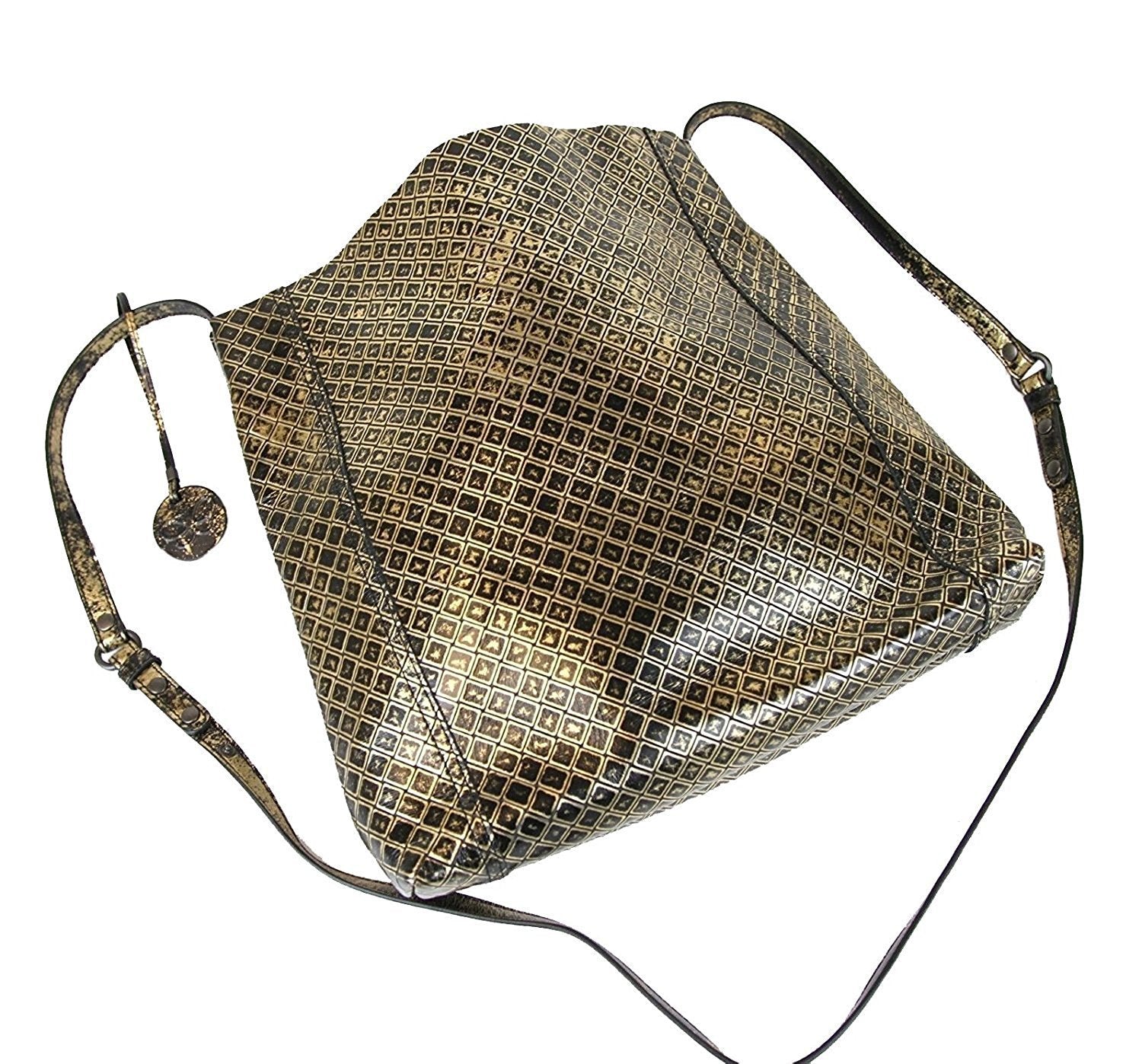 Bottega Veneta Womens Gold / Black Leather Medium Intrecciomirage Messenger Bag 298785 8414