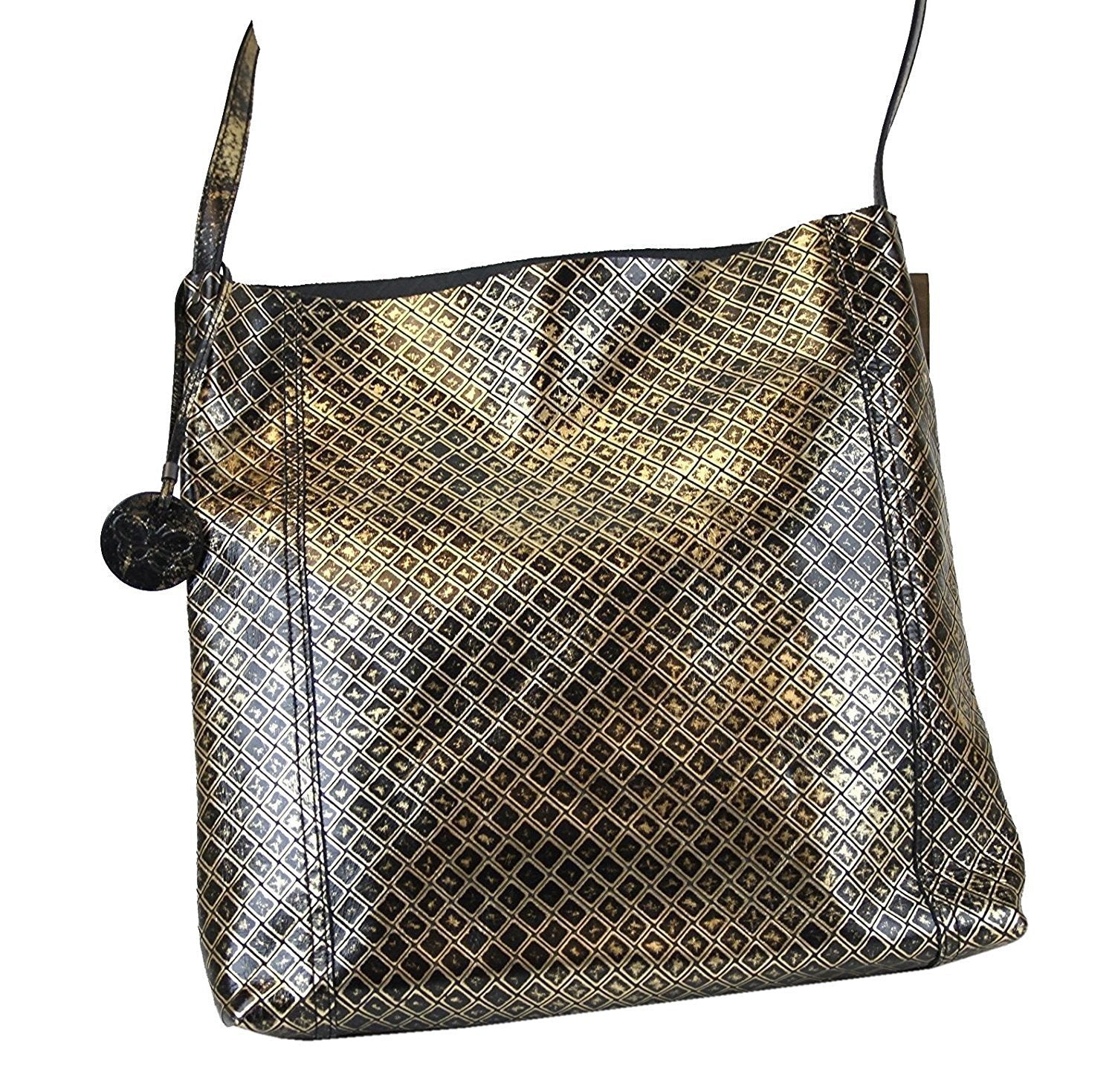 Bottega Veneta Womens Gold / Black Leather Medium Intrecciomirage Messenger Bag 298785 8414