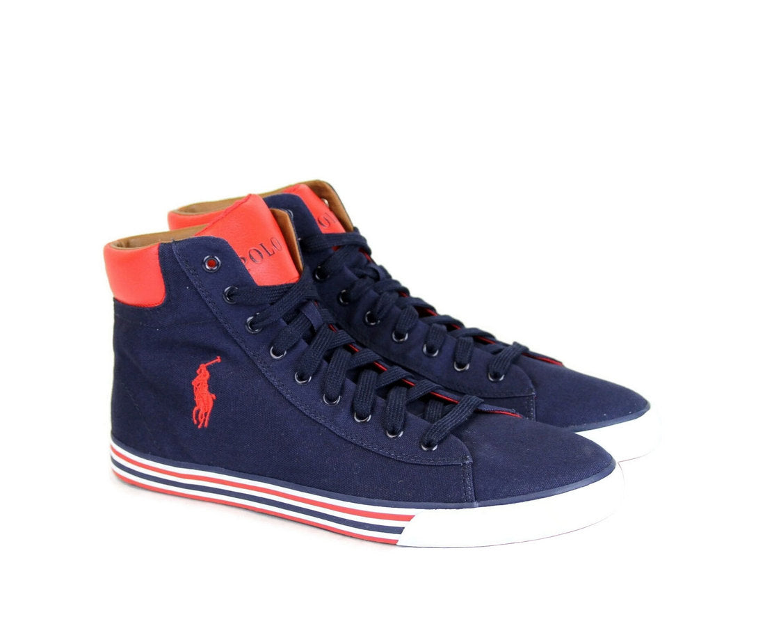 Polo Ralph Lauren Mens Harvey Canvas High Top Sneaker With Logo