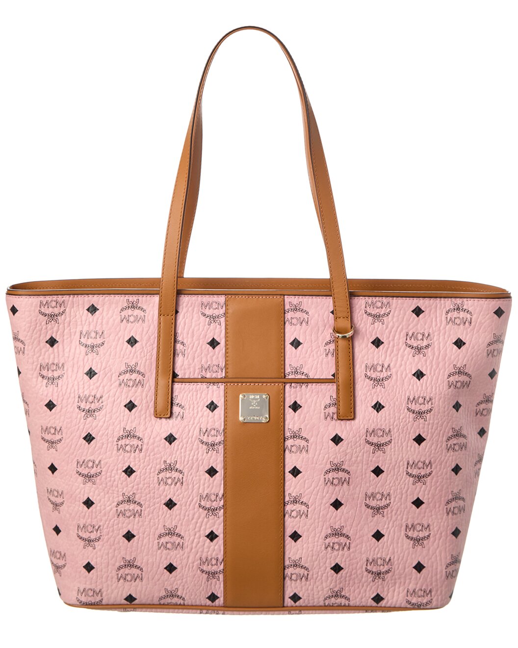 MCM Womens Anya Pink Monogram Visetos Canvas Medium Shopper Tote MWPBAFO01PZ001