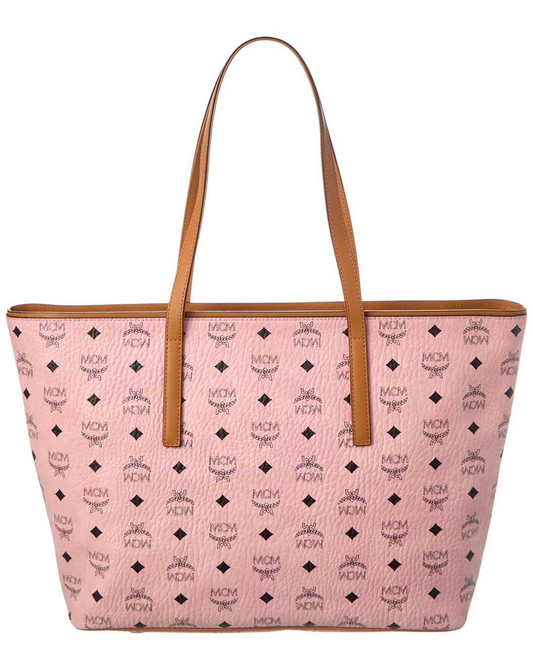 MCM Womens Anya Pink Monogram Visetos Canvas Medium Shopper Tote MWPBAFO01PZ001