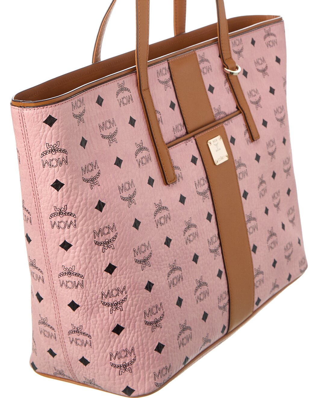 MCM Womens Anya Pink Monogram Visetos Canvas Medium Shopper Tote MWPBAFO01PZ001
