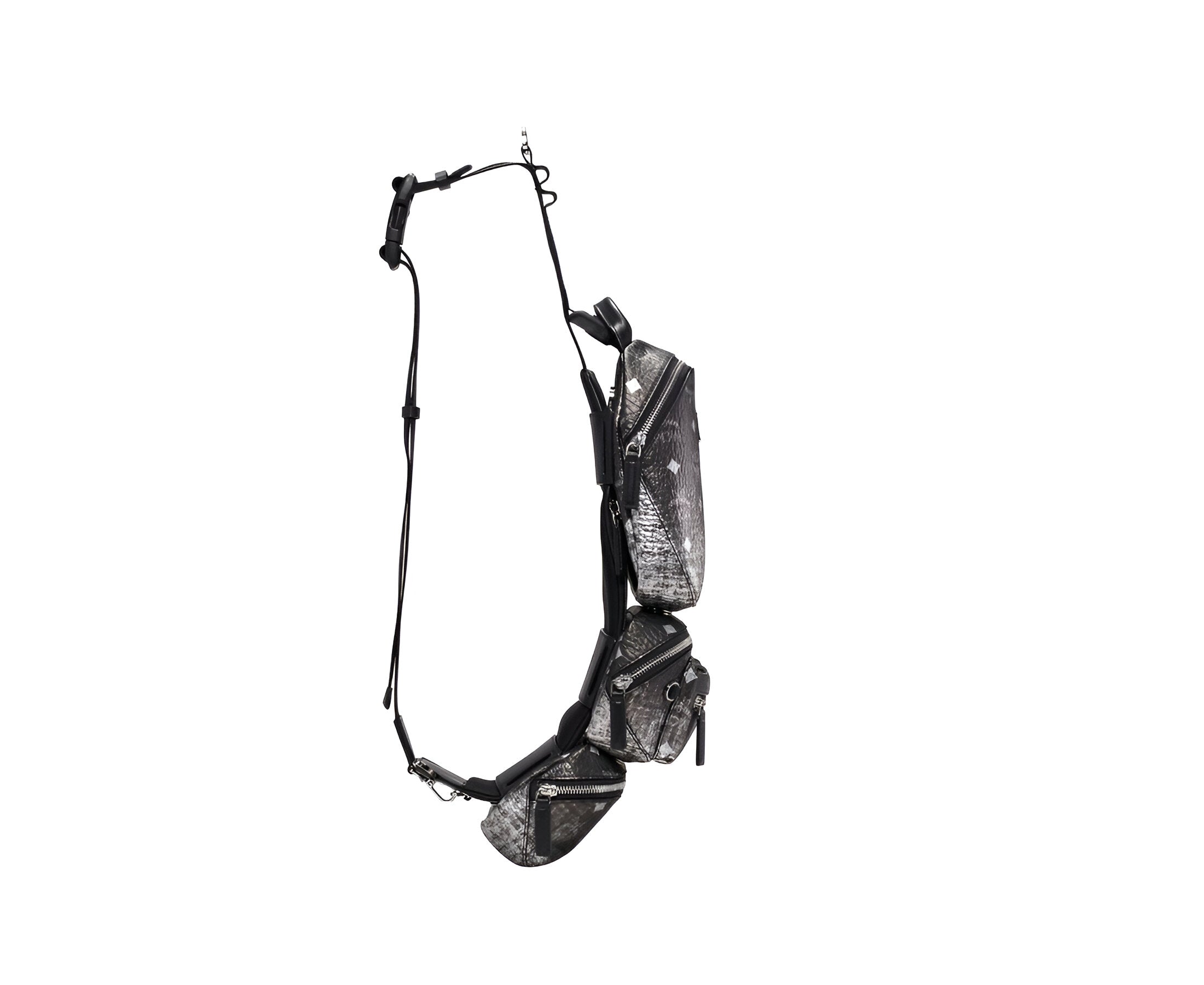 MCM Womens Black Silver Gradien Visetos Trey 4-in-1 Sling Crossbody Belt Bag MUL9ARN11SV001