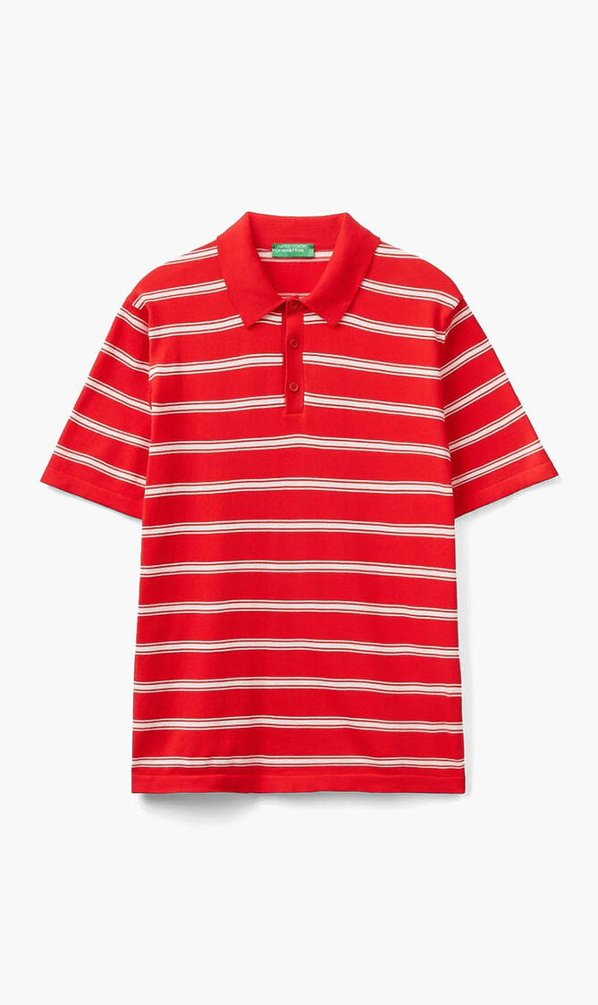Striped Knit Polo Shirt