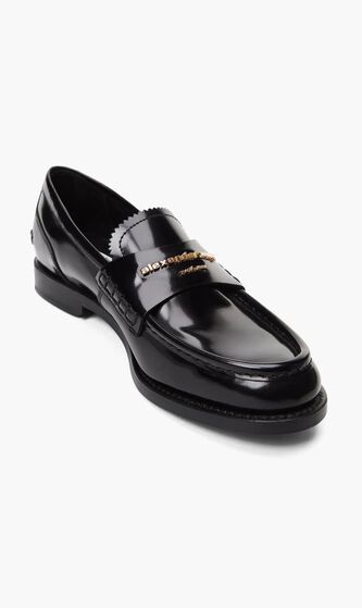 ALEXANDER WANG CARTER LOGO LEATHER LOAFER in BLACK