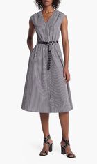 Stretch Cotton Belted Midi Dress