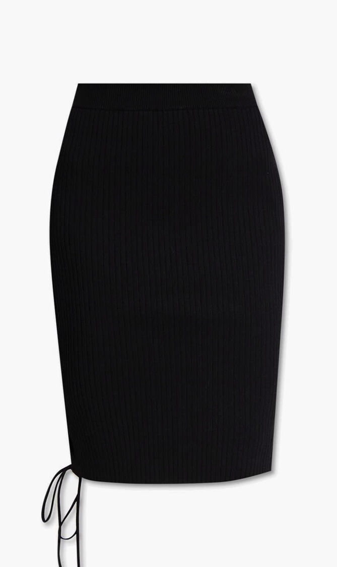 VANISE LACE UP MIDI SKIRT BLACK NO COLOR