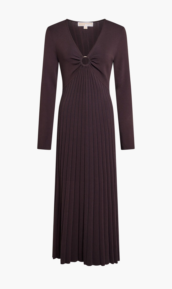 Ribbed Stretch Knit Ring Midi Dress
