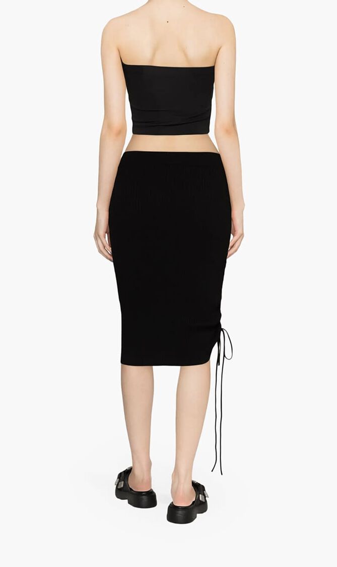 VANISE LACE UP MIDI SKIRT BLACK NO COLOR