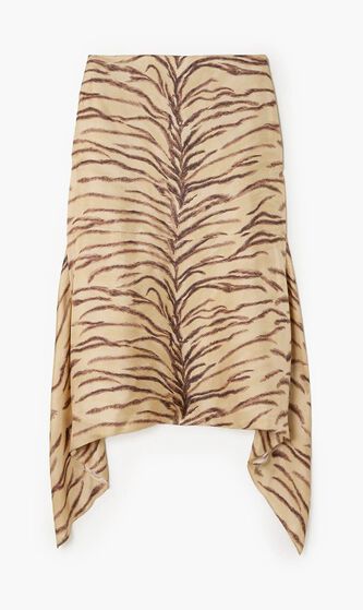 TIGER PRINT ASYMMETRIC SKIRT