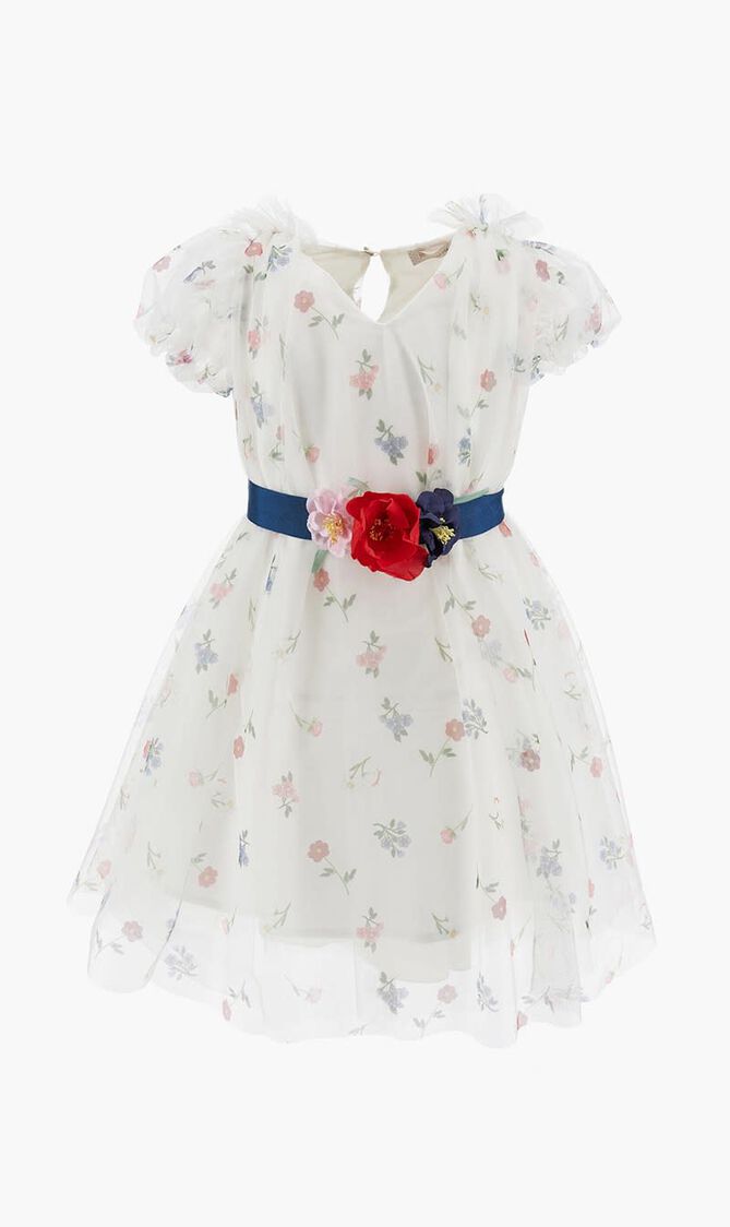 Botanical Print Tulle Dress