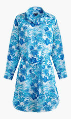 Tahiti Flowers Cotton Voile Shirt Dress