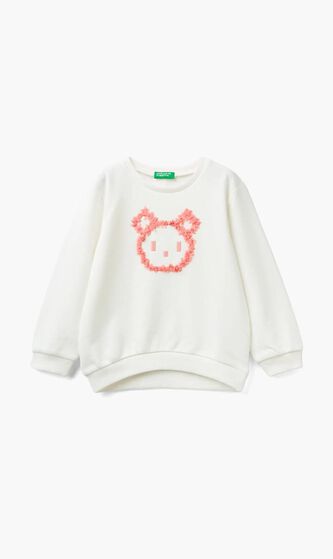 Embroidered Bunny Long Sleeve Sweatshirt
