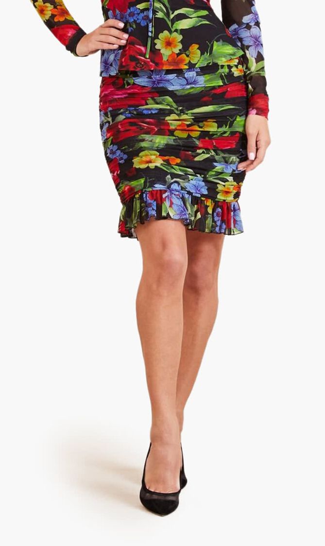 BOLDLY BLOOMING GATHERED SKIRT