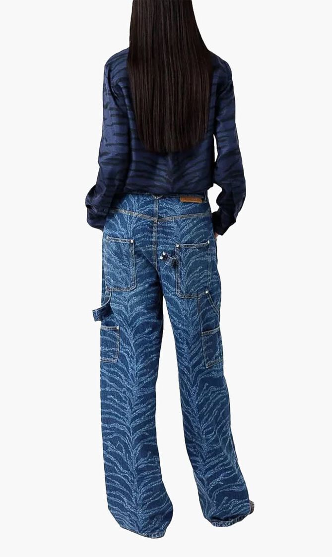 Tiger Pattern High Rise Jeans