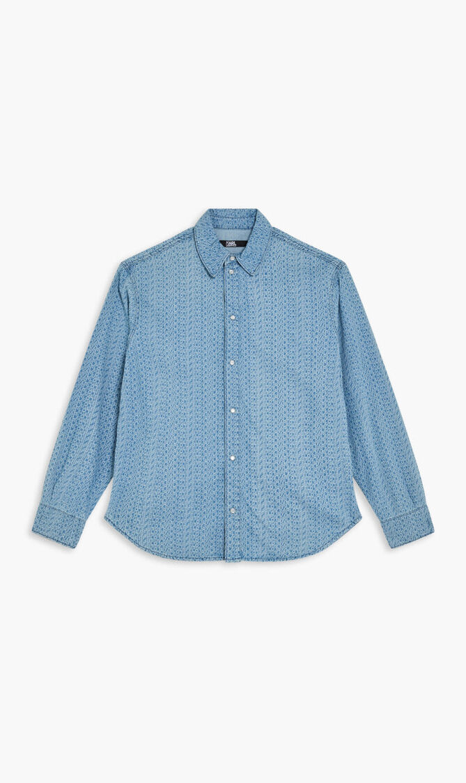 LSLV AOP LOGO DENIM SHIRT