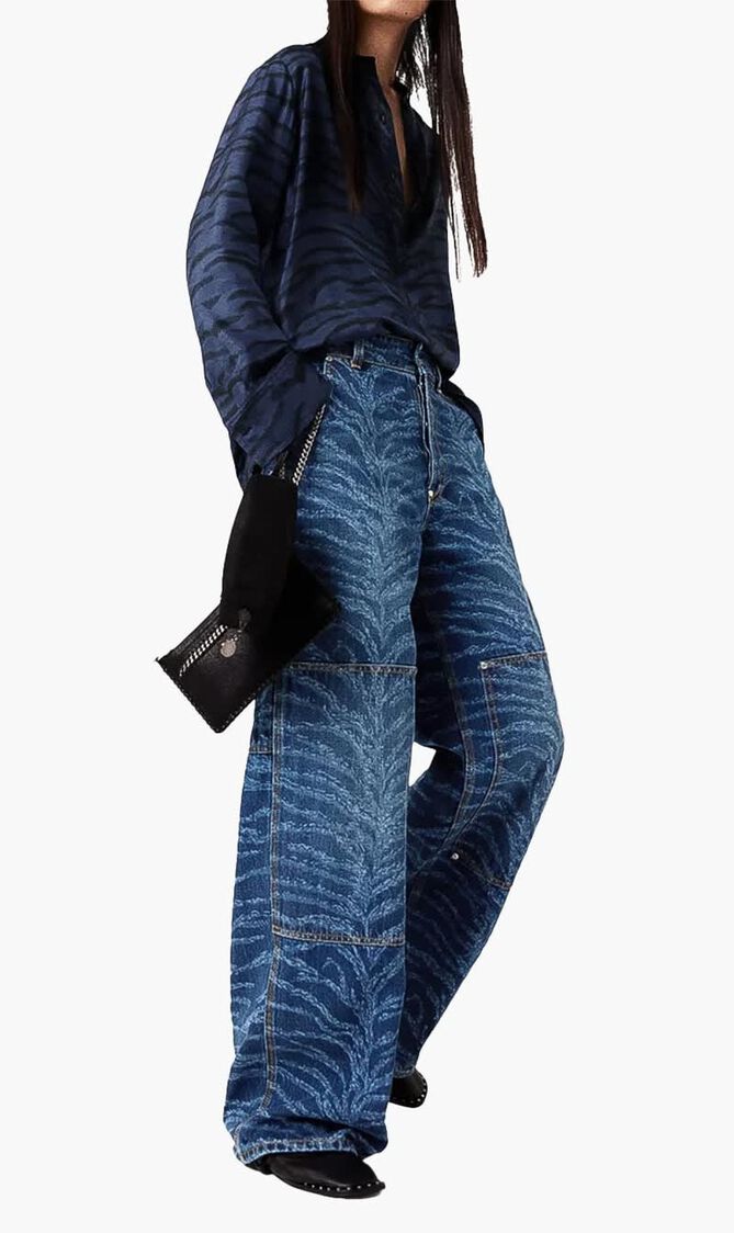 Tiger Pattern High Rise Jeans