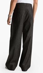 Pleated Chambray Wide-Leg Jeans