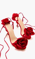 Satin Flower Detail High Heel Sandals