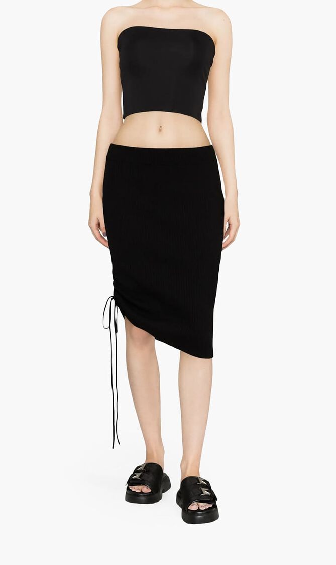VANISE LACE UP MIDI SKIRT BLACK NO COLOR
