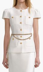 Taffeta Chain Belt Maxi Dress
