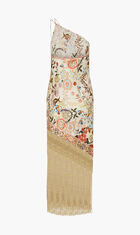 One Shoulder Dress with Fringe Hem