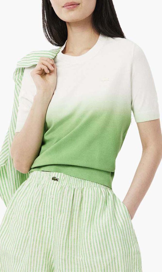 Short Sleeved Ombre Effect Sweater