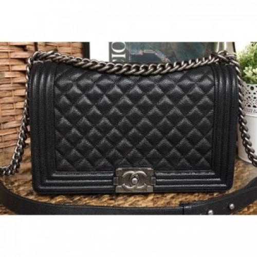 Chanel Caviar Leather Boy Flap Medium Bag Black/Silver AQ01829 Chanel Caviar Leather Boy Flap Medium Bag Black/Silver AQ01829