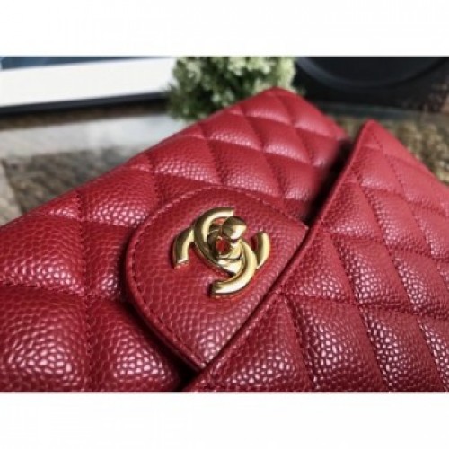 Chanel Classic Flap Medium Bag 1112 red in caviar Leather with gold Hardware AQ01908