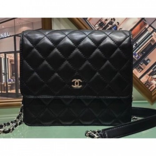 Chanel Lambskin Classic Wallet On Chain WOC Bag A84310 Black AQ03447