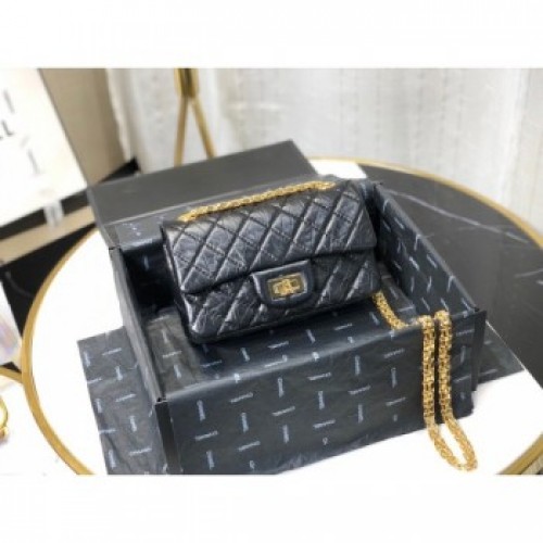 Chanel Quilted Aged Calfskin Small 2.55 Flap Bag A37586 Black 2019 Collection AQ04074 Chanel Quilted Aged Calfskin Small 2.55 Flap Bag A37586 Black 2019 Collection AQ04074