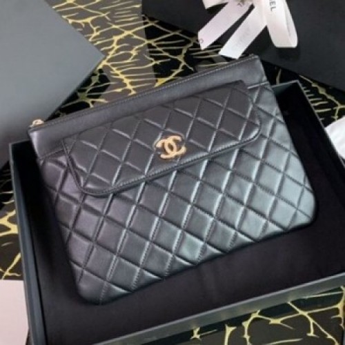 Chanel Quilted Lambskin Flap Case Pouch AP1189 Black 2020 Collection AQ03866