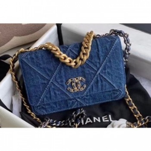 Chanel 19 Wallet on Chain WOC Bag AP0957 Denim 2020 AQ00701 Chanel 19 Wallet on Chain WOC Bag AP0957 Denim 2020 AQ00701