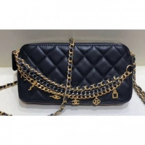 Chanel Lambskin All About Chains Clutch With Chain Bag Black 2019 AQ00886