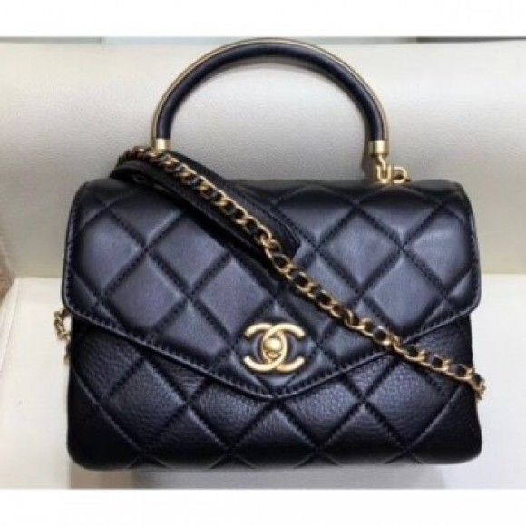 Chanel Quilted Calfskin Small Flap Bag with Handle AS0625 Black 2019 AQ03261 Chanel Quilted Calfskin Small Flap Bag with Handle AS0625 Black 2019 AQ03261