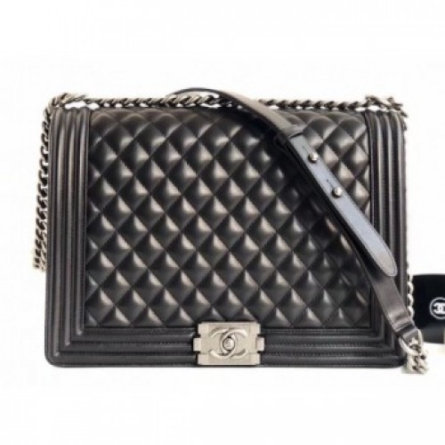 Chanel Lambskin Boy Flap Large Bag Black/Silver AQ01914 Chanel Lambskin Boy Flap Large Bag Black/Silver AQ01914