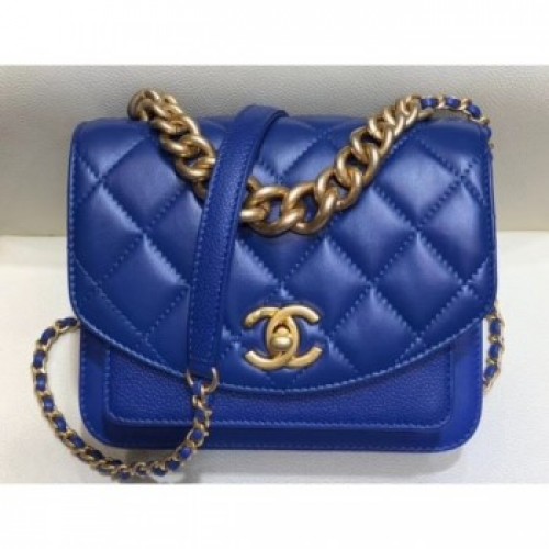 Chanel Chain Handle Mini Flap Bag AS0784 Blue 2019 AQ03226 Chanel Chain Handle Mini Flap Bag AS0784 Blue 2019 AQ03226