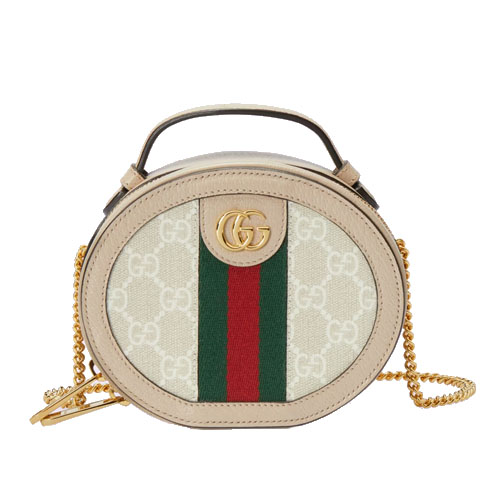 Ophidia mini chain bag Beige and white GG Supreme canvas