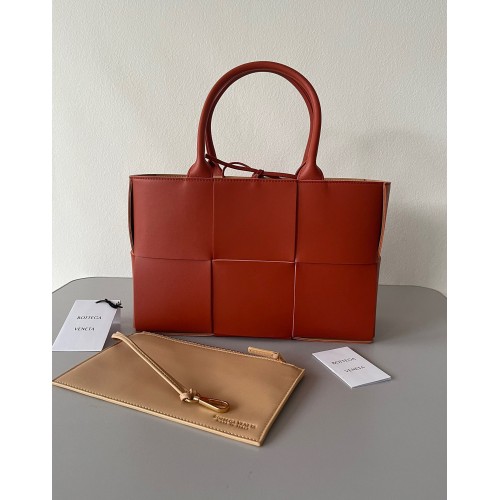 Bottega Veneta Arco Small Tote In Maple Intrecciato Lambskin Bottega Veneta Arco Small Tote In Maple Intrecciato Lambskin